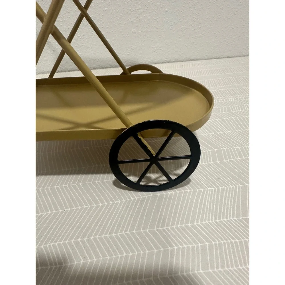 Target Gold Metal Two Tiered Serving Bar Cart‎ Miniature Decor Accent Flawed